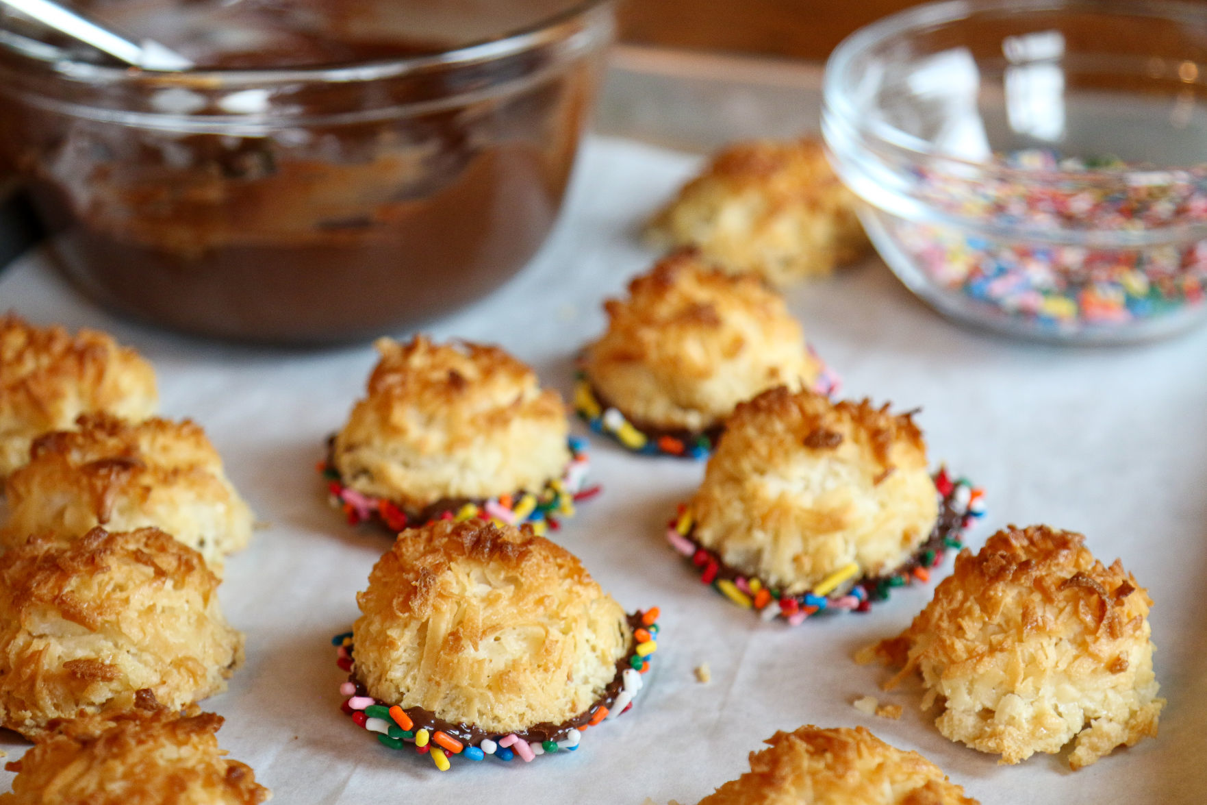 Chocolate-Dipped Coconut Macaroons